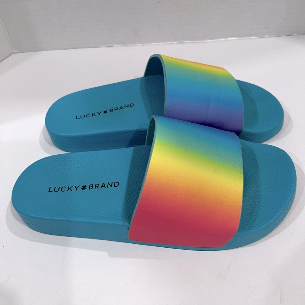 Lucky Brand Womens Size 8
Parker Pride Multicolored Ombre Slides Shoes Sandals - Picture 3 of 10
